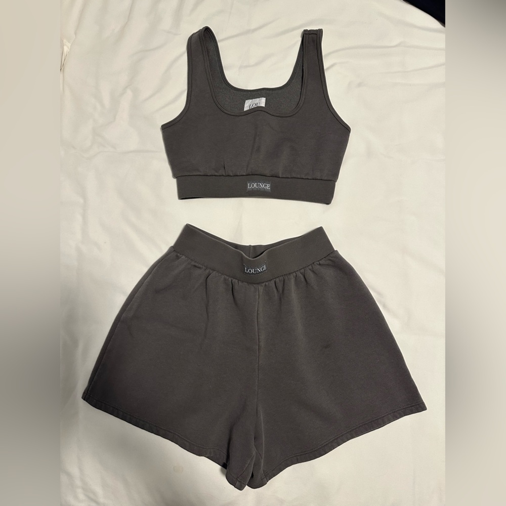 LOUNGE Gray Crop Top and Short Set